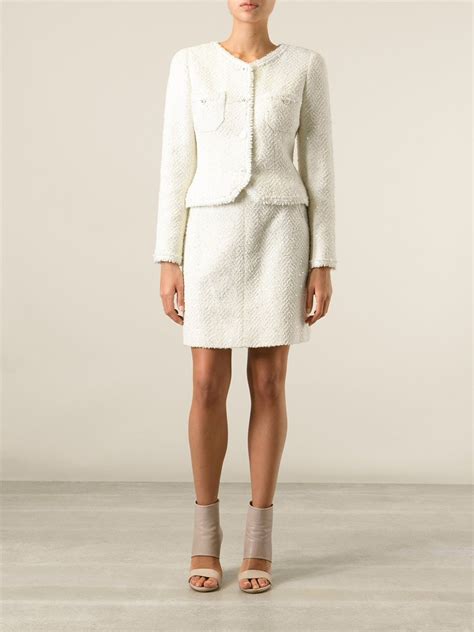 classic chanel tweed jacket and skirt|chanel inspired tweed jackets.